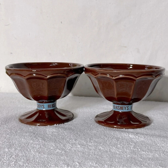 Houston Harvest Hershey Brown Ceramic Sundae Dishes x2 - Picture 3 of 13